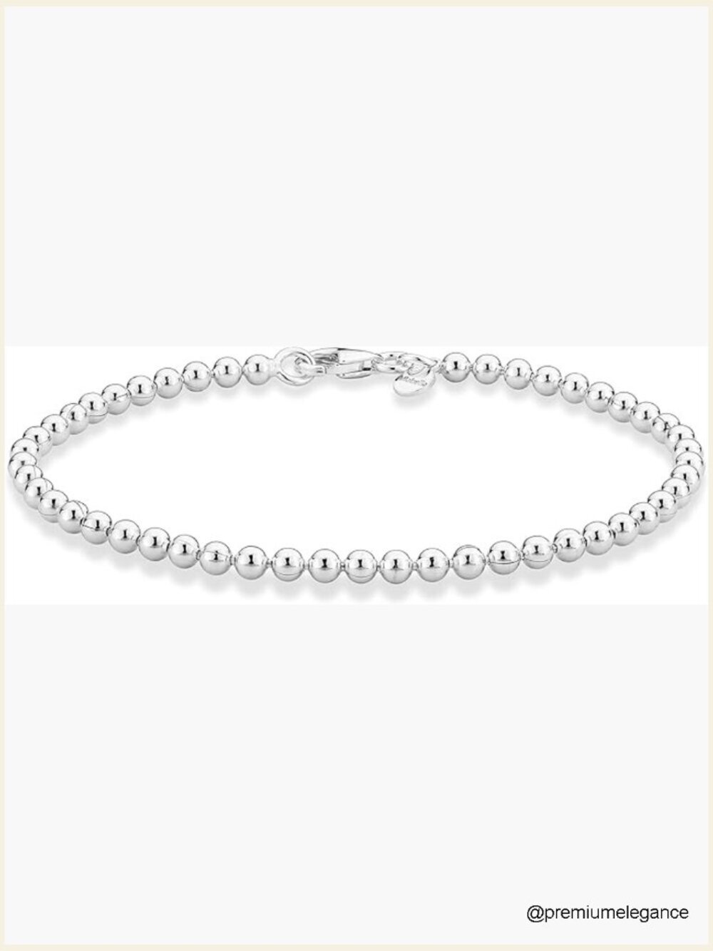 3mm Bead Ball Strand Chain Bracelet Sterling Silver Made in Italy
